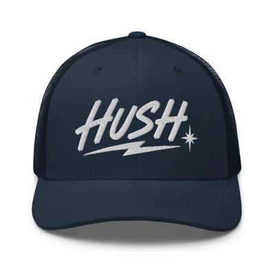 HUSH Cap, White Thread Navy